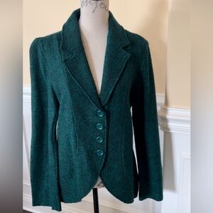 Valerie Bertinelli, Greenish/Teal/Black Heather Fitted Wool Jacket/Blazer.